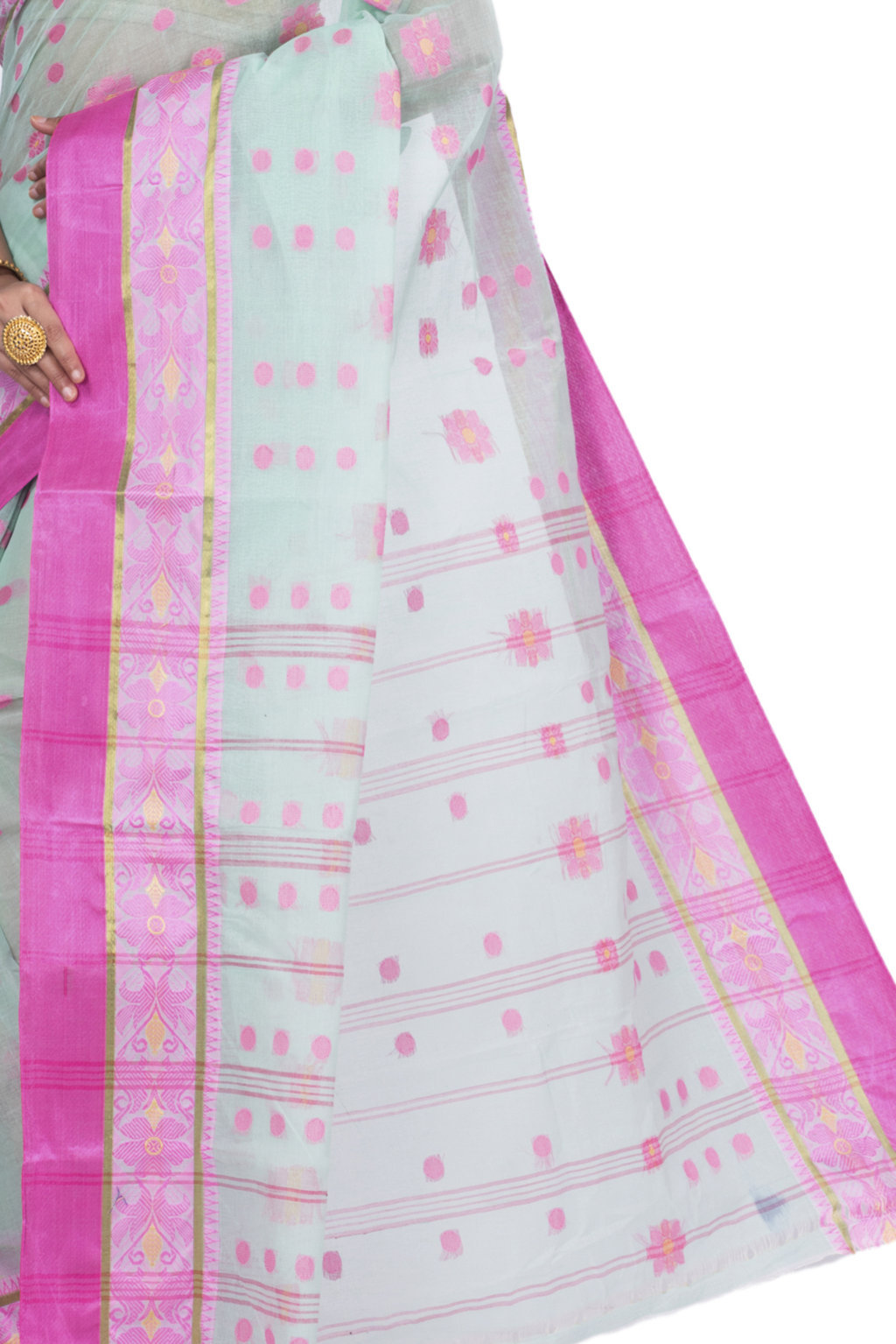 Lime Green Pure Cotton BolLata_Tant Tant Saree (841)